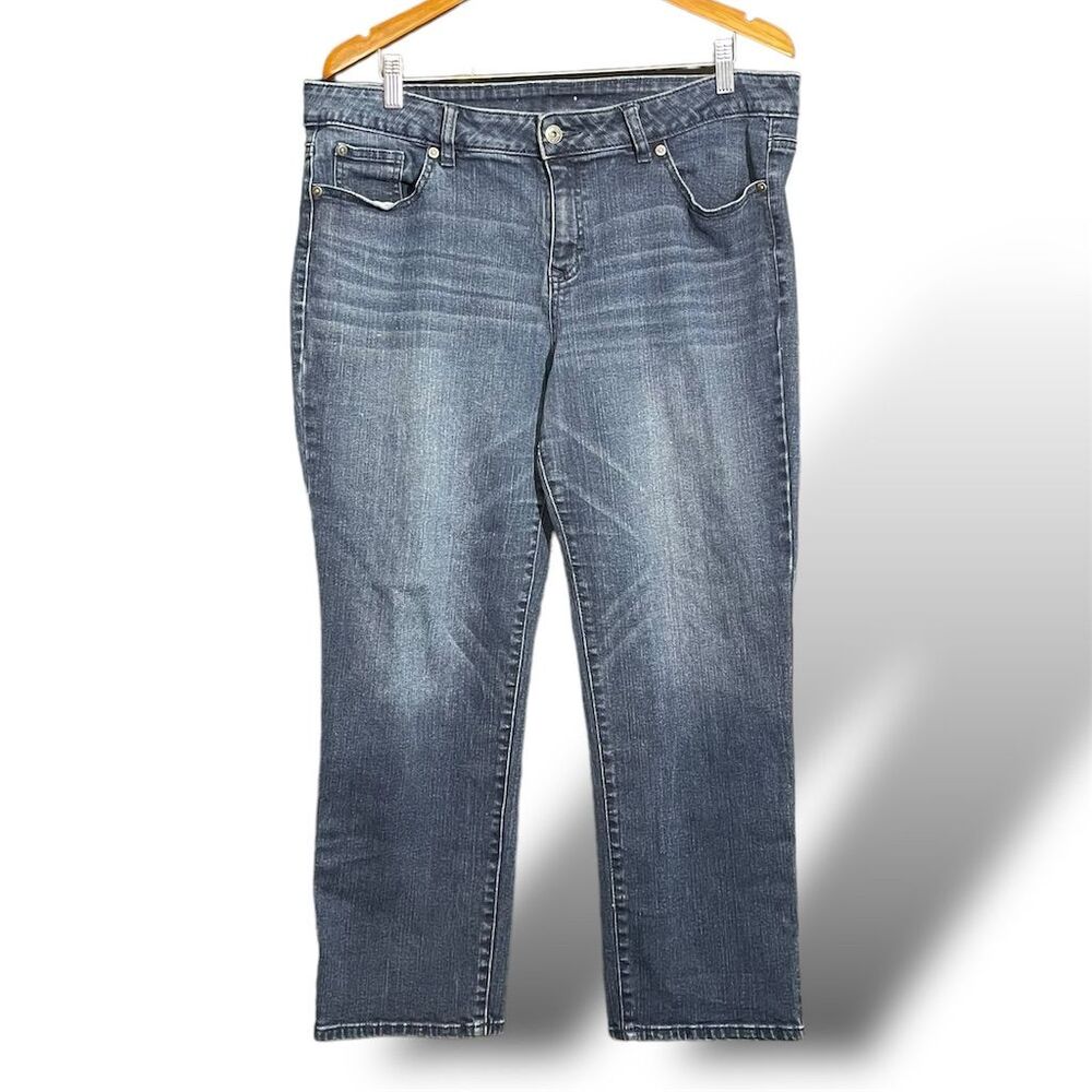 APT. 9 Women's Modern Fit Blue Straight Leg Jeans Size 16 Stretch Denim